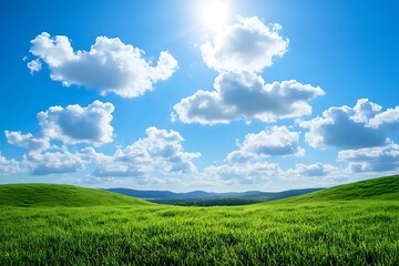 Obraz premium World Environment Day Concept with Stunning Green Mountains for Planet Preservation and Ecological Balance.