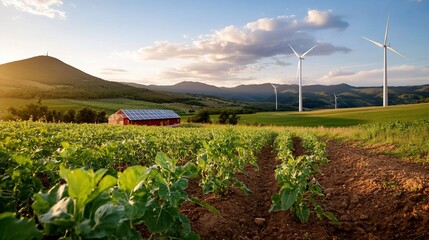 Sunset Farm Wind Turbines Green Energy