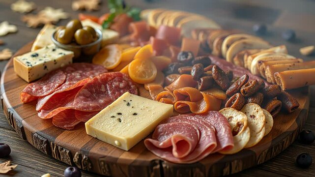  Artisanal cheese and charcuterie board with seasonal fruits