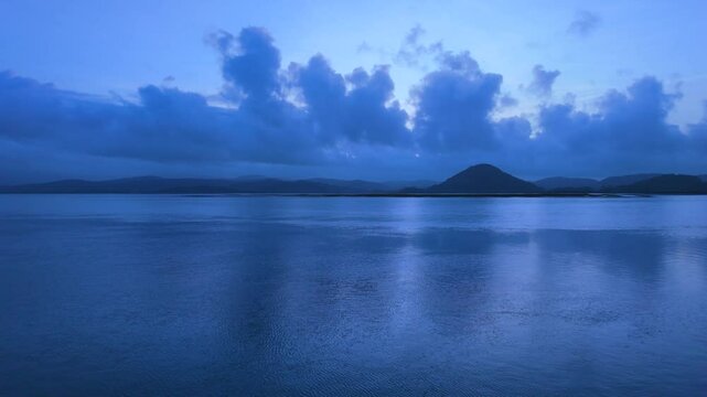 Landscape at dusk from the fishing village of Santo&ntilde;a in the Marismas de Santo&ntilde;a, Victoria y Joyel Natural Park. Cantabrian Sea. Santo&ntilde;a, Cantabria, Spain, Europe