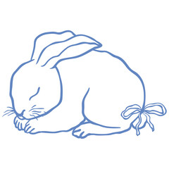 Cute Line Art Bunny. Vector Illustration.