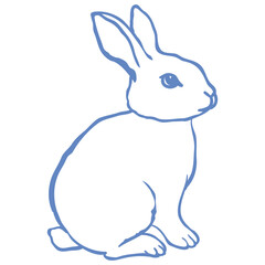 Cute Line Art Bunny. Vector Illustration.