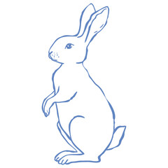 Cute Line Art Bunny. Vector Illustration.