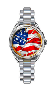 Eye-catching watch with flag design for stylish individuals isolated on white or transparent background