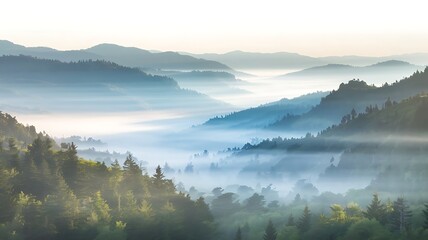 Obraz premium morning mist over the mountains