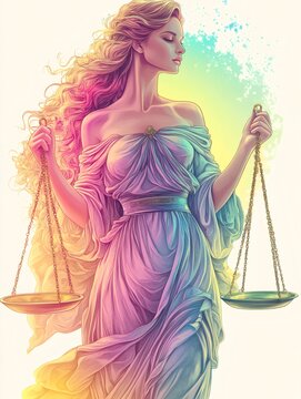 Goddess of justice holding scales representing balance and fairness
