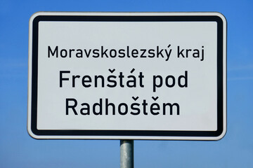Ortsschild Moravskoslezský kraj Frenštát pod Radhoštěm