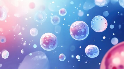 Colorful abstract representation of cells floating in a vibrant background, suggesting life and microscopic exploration