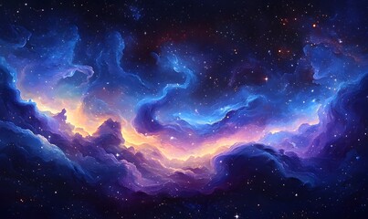 Fototapeta premium Vibrant Cosmic Clouds: A Stunning Nebula of Stars and Interstellar Dust