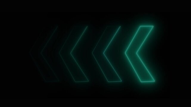 glowing neon animation  arrow icon. on black background..