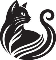 Bold Cat Logo Vector in Black and White

