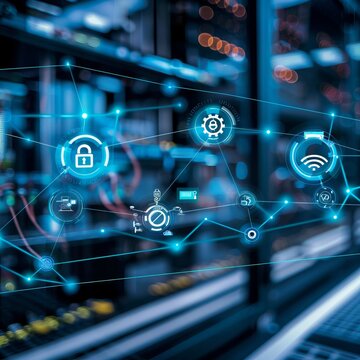 IT Connected Devices and Industrial Equipment Representing IoT/OT Security and ICS Protection