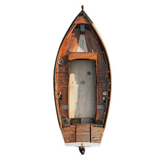 Fototapeta premium Wooden Boat Top View Classic Vessel Seafaring Adventure Nautical Ship,