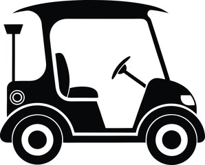 Fototapeta premium Silhouette of a golf cart, golf cart vector silhouette, black golf car icon vector 