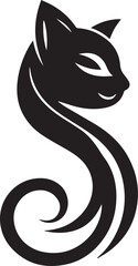 Bold Cat Logo Vector in Black and White

