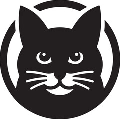 Obraz premium Bold Cat Logo Vector in Black and White