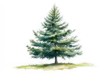 Fototapeta premium Watercolor illustration of a spruce tree, hand-painted for landscape architects
