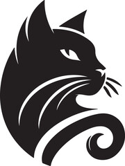 Bold Cat Logo Vector in Black and White

