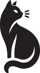 Bold Cat Logo Vector in Black and White

