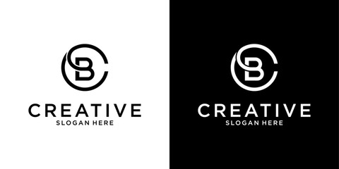 BC or CB initial letter logo design vector