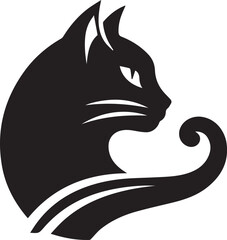 Bold Cat Logo Vector in Black and White

