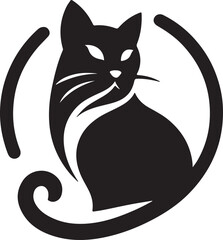 Bold Cat Logo Vector in Black and White

