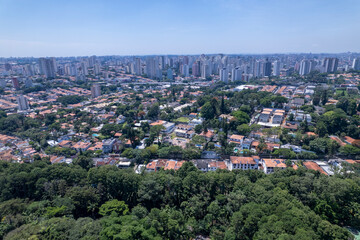 Fototapeta premium Aerial view of the neighborhoods of Chacara Monte Alegre and Chacara Flora. In São Paulo, SP
