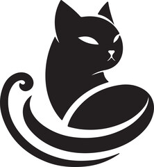Bold Cat Logo Vector in Black and White

