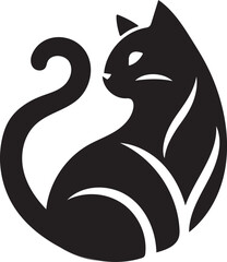 Bold Cat Logo Vector in Black and White

