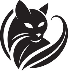 Bold Cat Logo Vector in Black and White

