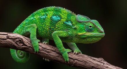 Obraz premium Chameleon on Branch Close-up