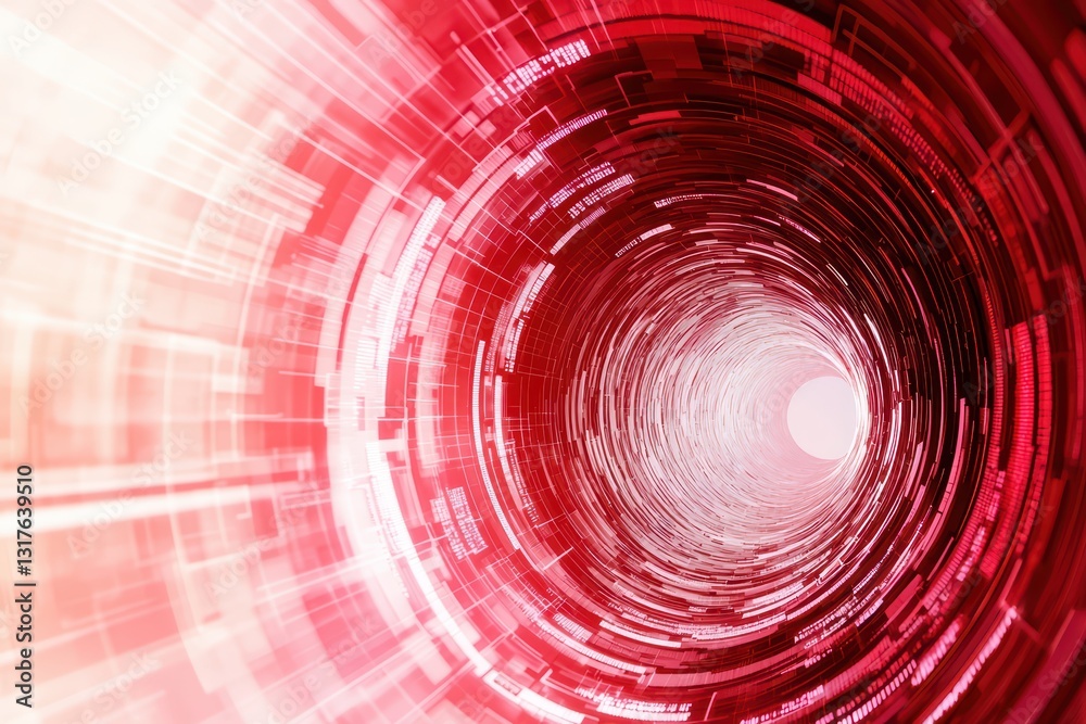 Poster abstract digital flow of cyber network data in red tones with high-tech visual effects