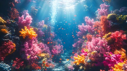 Enchanting Coral Reef with Vibrant Marine Life Showcasing Underwater Biodiversity