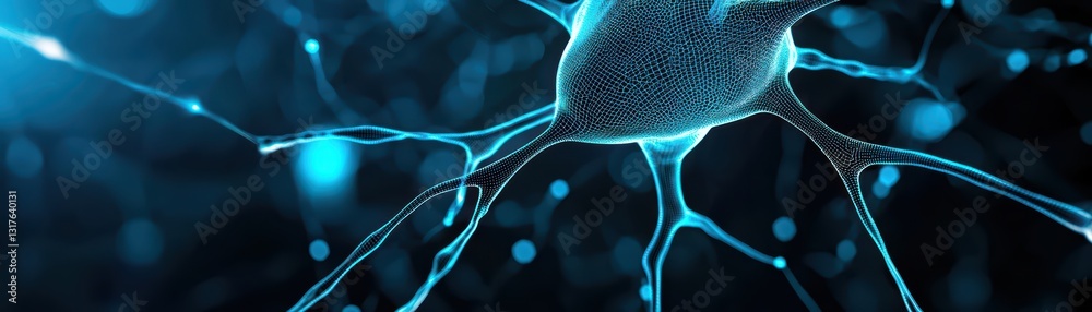 Poster advanced neural network visualization in a futuristic tech background