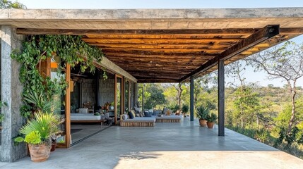 Fototapeta premium Open veranda with natural views