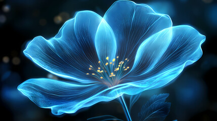Bioluminescent flower in stunning detail on plain white transparent background png. Bioluminescent Glow. Illustration