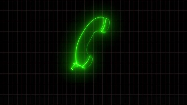  Call Icon and neon glowing on White Background in 4K Video.