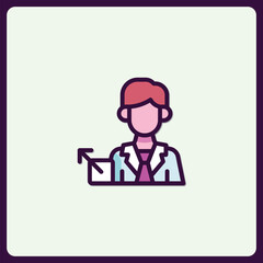Line art icon illustration of medical professional in uniform graphical design