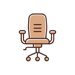 Office chair icon in soft brown tones, ergonomic comfort concept