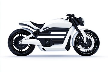 Obraz premium Futuristic Isolated Electric Motorcycle on a Clean White Background