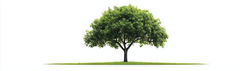 Isolated Oak Tree on Clean White Background for Nature and Design Projects