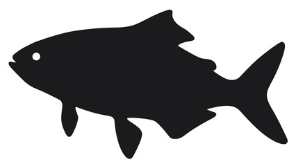 Minimalistic fish silhouette swimming in white background, harmony concept
