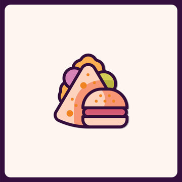 colorful sandwich and burger food icon clip art preview