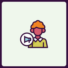 Empowering messages communication with megaphone and person icon design