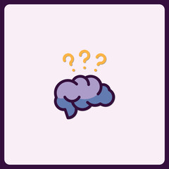 Illustration of thinking brain icon with question mark vector design