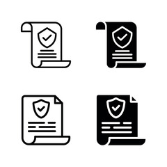 Insurance policy icon set color editable
