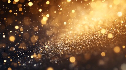 Golden Glitter Sparkle Background: Shimmering Festive Lights Abstract Texture
