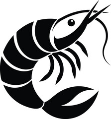 Silhouette of a shrimp, shrimp silhouette vector illustration 