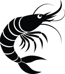 Silhouette of a shrimp, shrimp silhouette vector illustration 