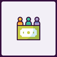 Diverse leadership icon representing teamwork with financial benefit illustration